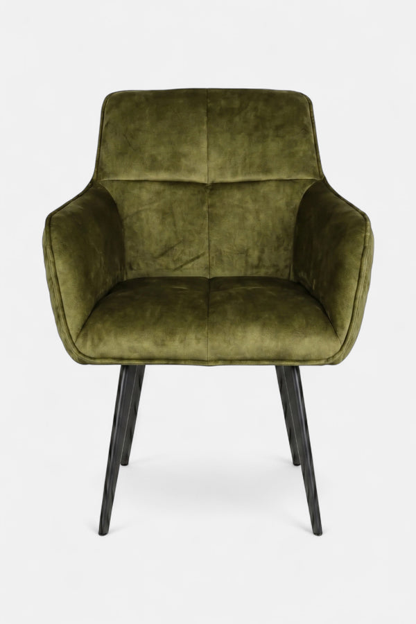 Peter Chaise de salle à manger pivotante - Velours vert - 180 degrés