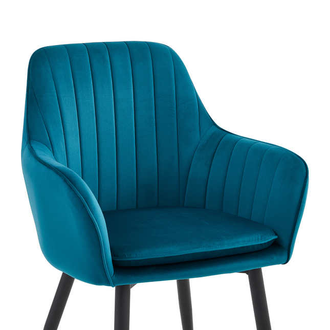 2 Stück Esszimmerstuhl - Lavinia - Petrol - Samt