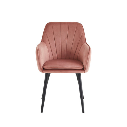 2 Stück Esszimmerstuhl - Melissa - Rosa - Samt