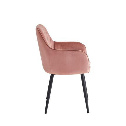 2 Stück Esszimmerstuhl - Melissa - Rosa - Samt