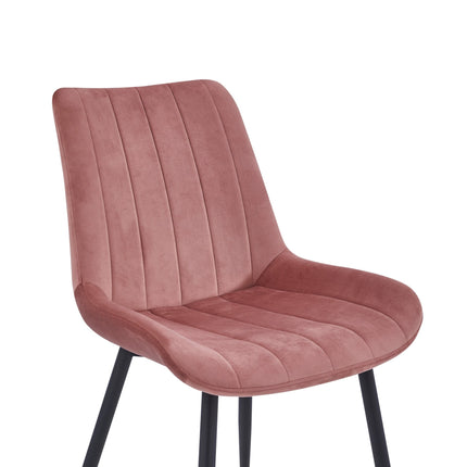 2 Stück Esszimmerstuhl - Verta - Rosa - Samt