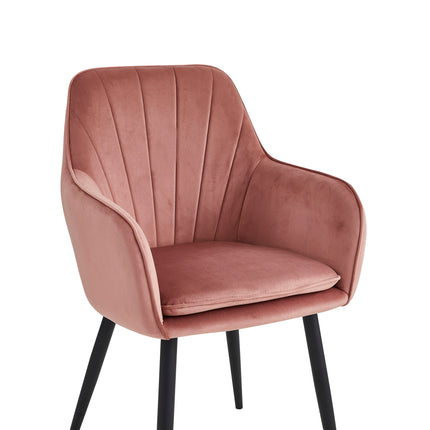 2 Stück Esszimmerstuhl - Melissa - Rosa - Samt