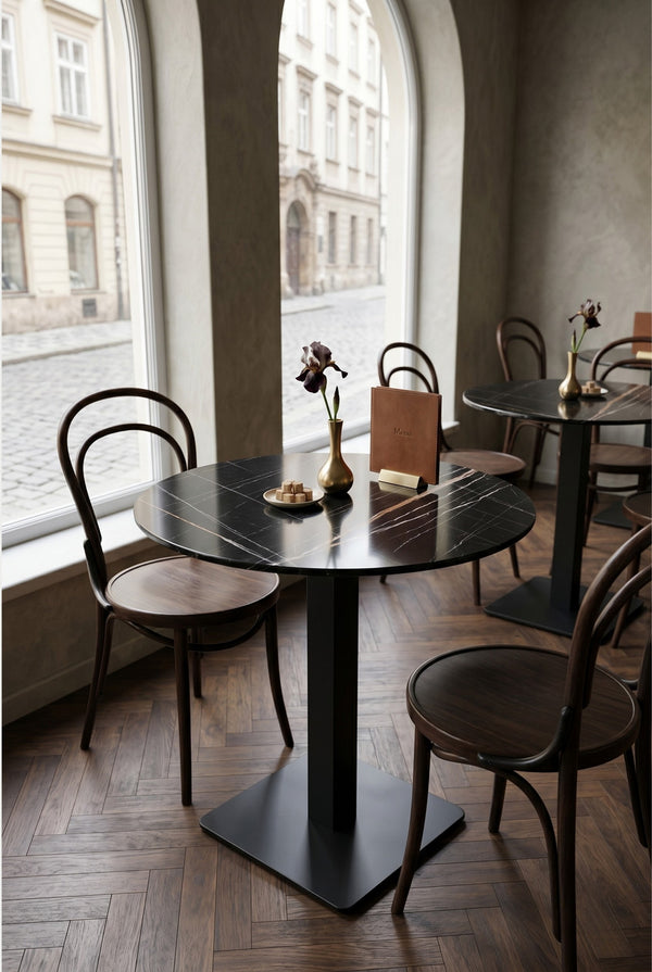 Porto Gastro-Rundtisch - Schwarze Marmoroptik - Ø 70 cm