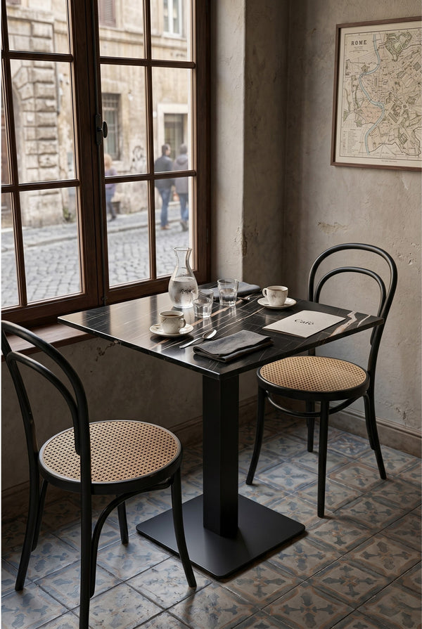 Porto Gastro-Tisch - Schwarze Marmoroptik - 69 x 69 cm