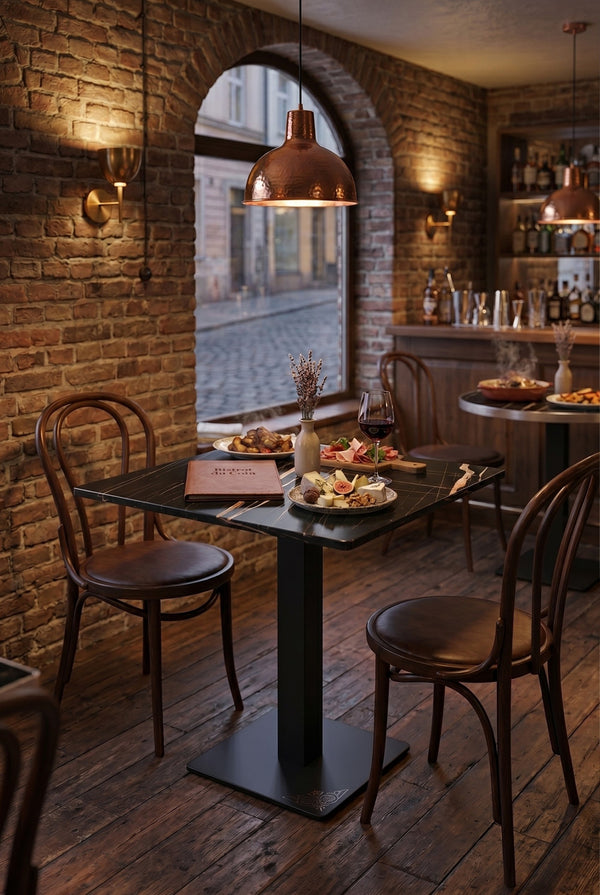 Porto Gastro-Tisch - Schwarze Marmoroptik - 69 x 69 cm