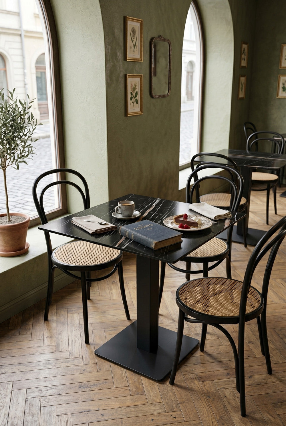 Porto gastronomische tafel - Zwart marmerlook - 69 x 69 cm