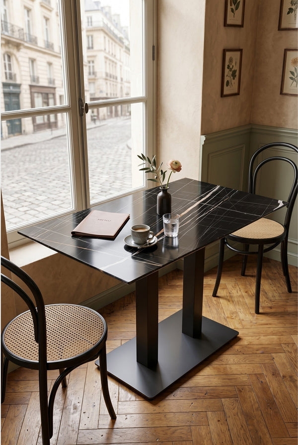 Porto Gastro-Tisch - Schwarze Marmoroptik - 70 x 120 cm