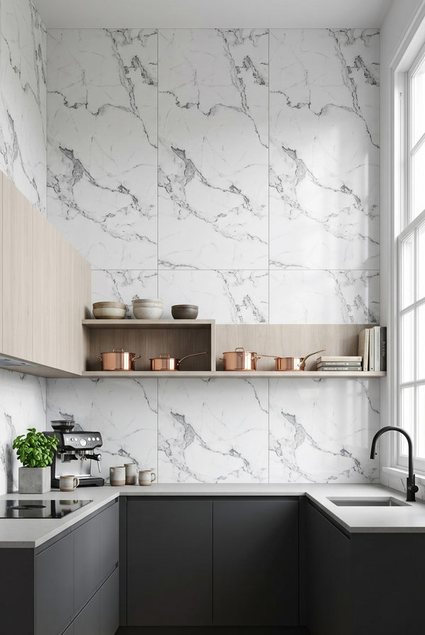 PVC-Wandpaneel - Bianco Carrara - Marmoroptik - 122 x 260 cm