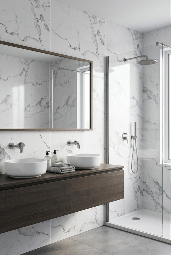 PVC-Wandpaneel - Bianco Carrara - Marmoroptik - 122 x 260 cm