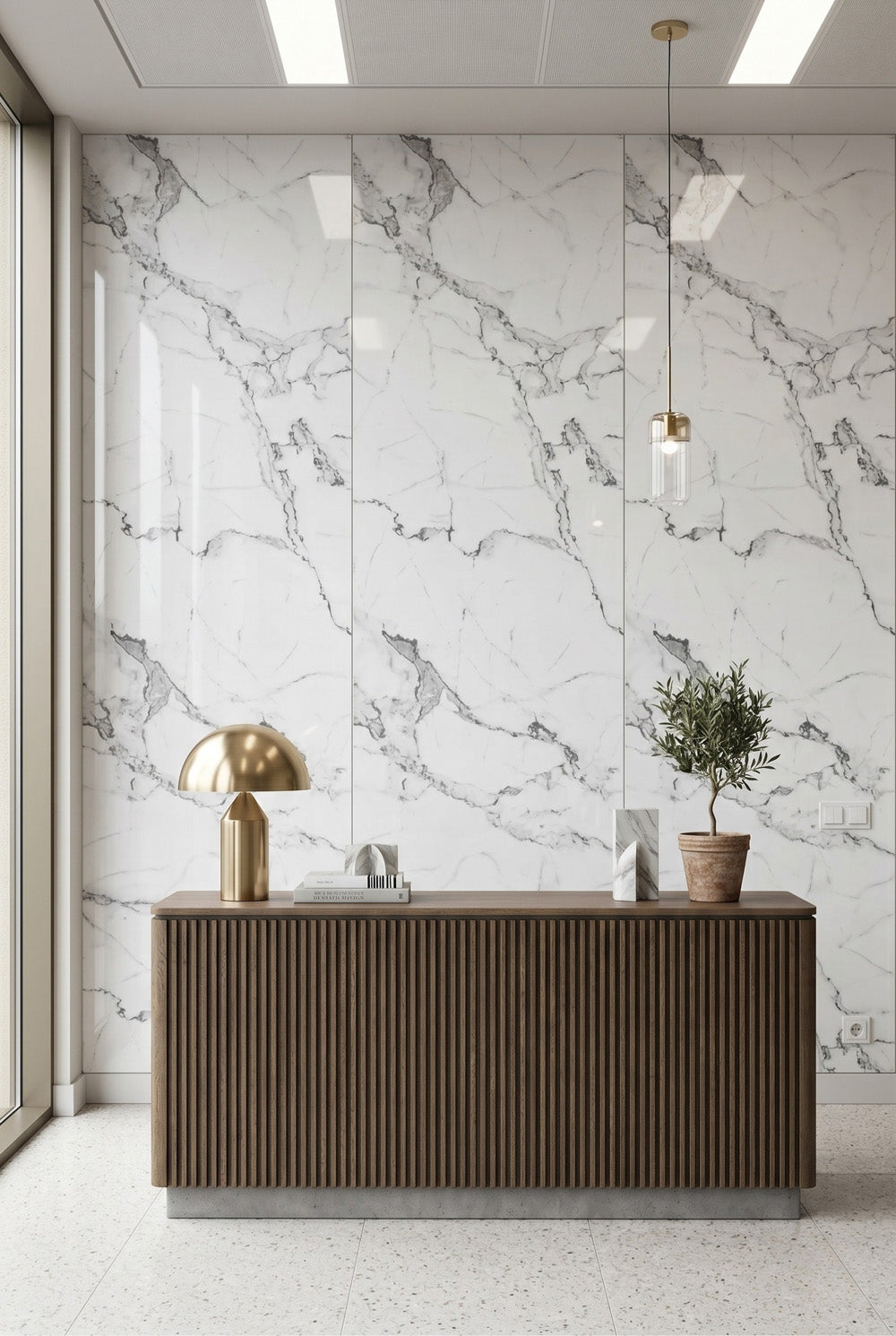 PVC-Wandpaneel - Bianco Carrara - Marmoroptik