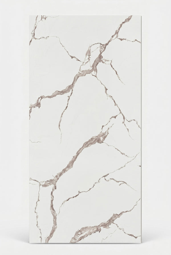 Panneau mural PVC - Blanc exclusif - Aspect marbre - 122 x 260 cm