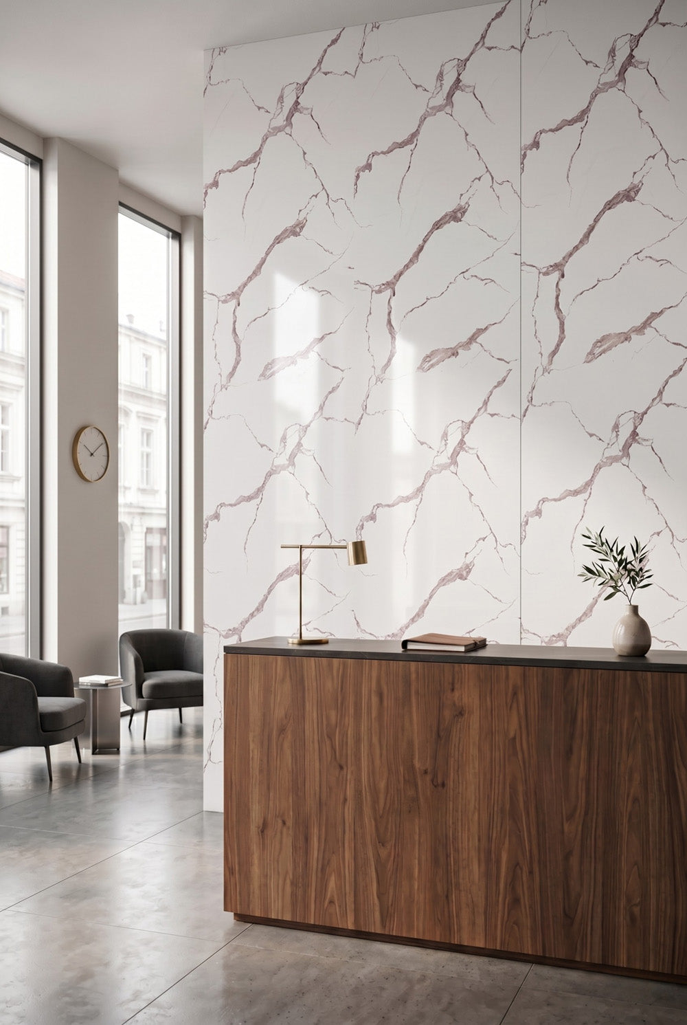 PVC-Wandpaneel - Exklusives Weiß - Marmoroptik - 122 x 260 cm
