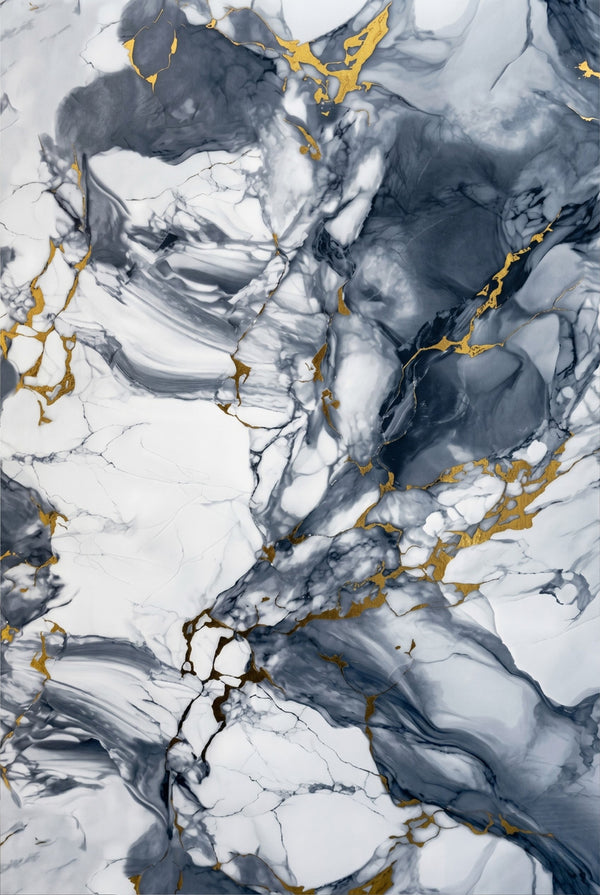 PVC-Wandpaneel - Gold Blau - Marmoroptik - 122 x 260 cm