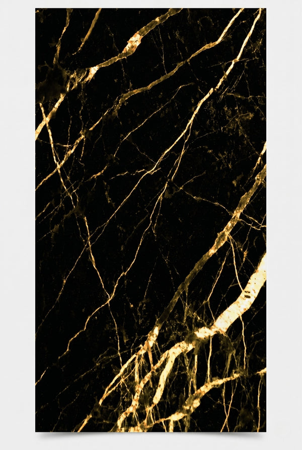 PVC-Wandpaneel - Gold Schwarz - Marmoroptik - 122 x 260 cm
