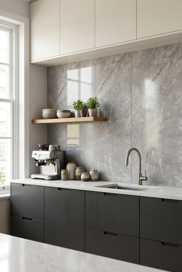 PVC-Wandpaneel - Grau Carrara - Marmoroptik - 122 x 260 cm