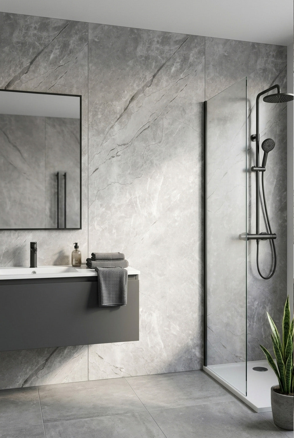 PVC-Wandpaneel - Grau Carrara - Marmoroptik
