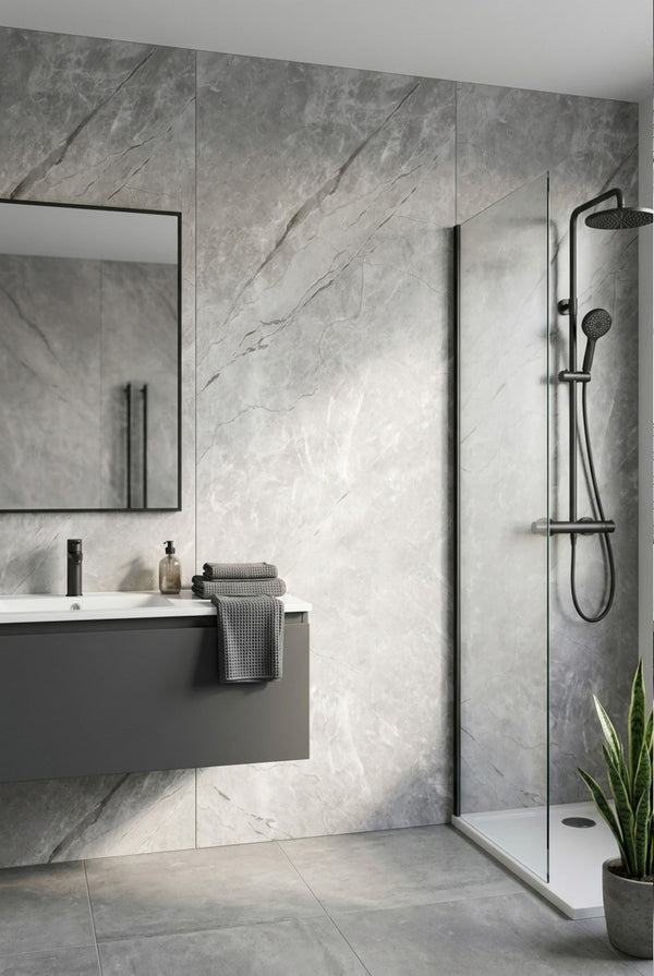 PVC-Wandpaneel - Grau Carrara - Marmoroptik - 122 x 260 cm