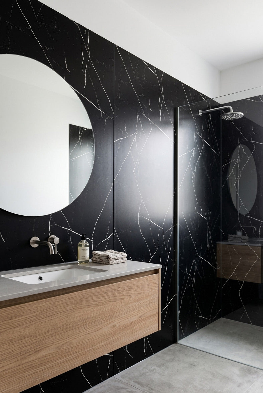PVC-Wandpaneel - Schwarz-Weiß - Marmoroptik - 122 x 260 cm