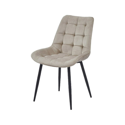 2 Stück Esszimmerstuhl - Quadro - Beige - Samt