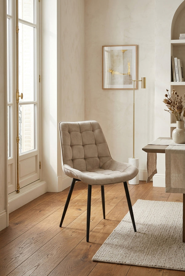 Quadro Esszimmerstuhl - Beige Samt