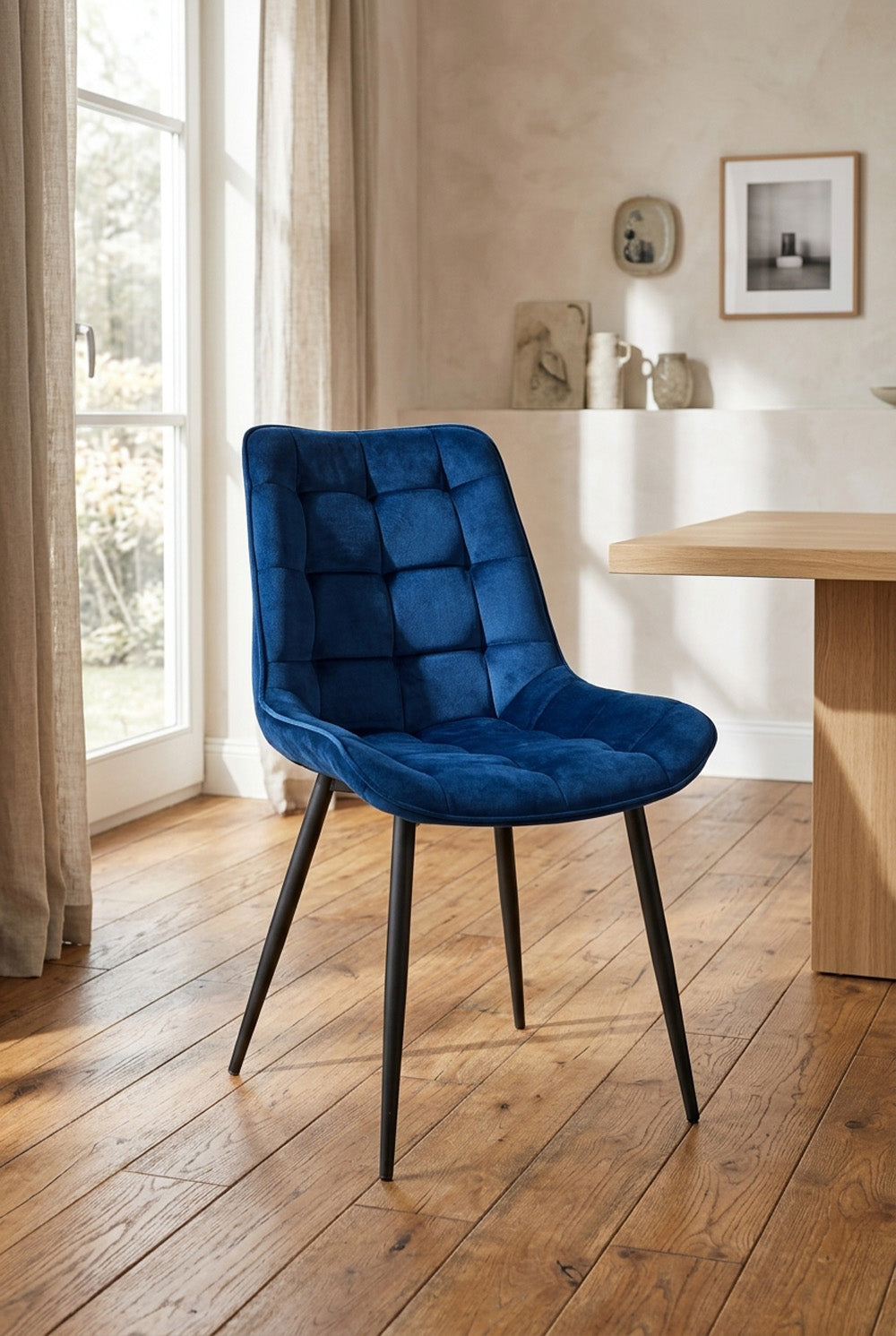 Quadro eetkamerstoel - Blauw fluweel