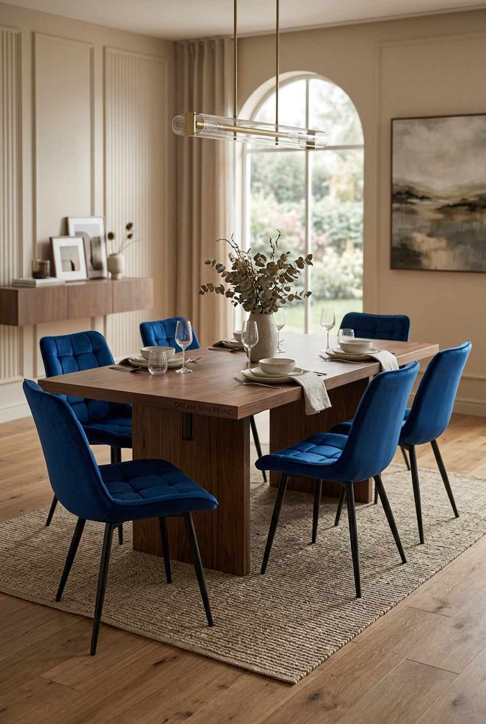 Quadro eetkamerstoel - Blauw fluweel