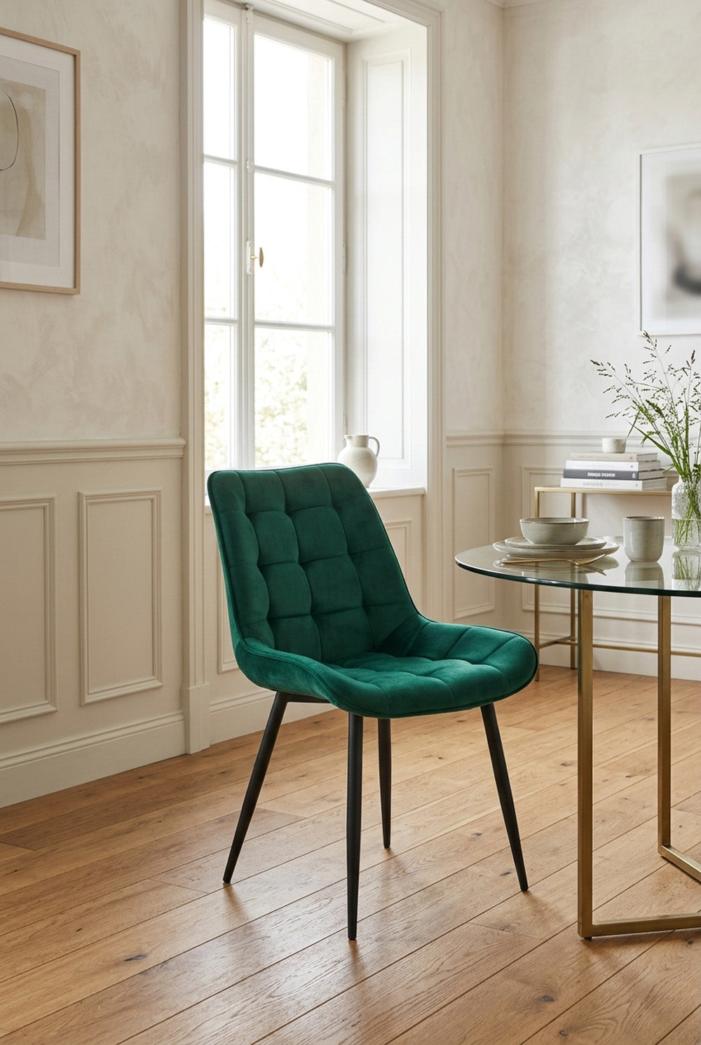 Quadro eetkamerstoel - Groen fluweel