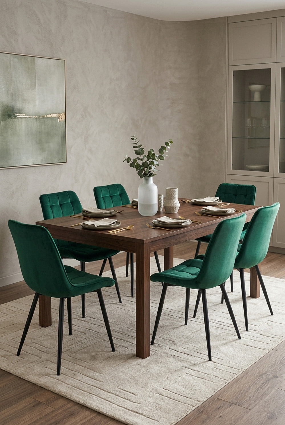 Quadro eetkamerstoel - Groen fluweel