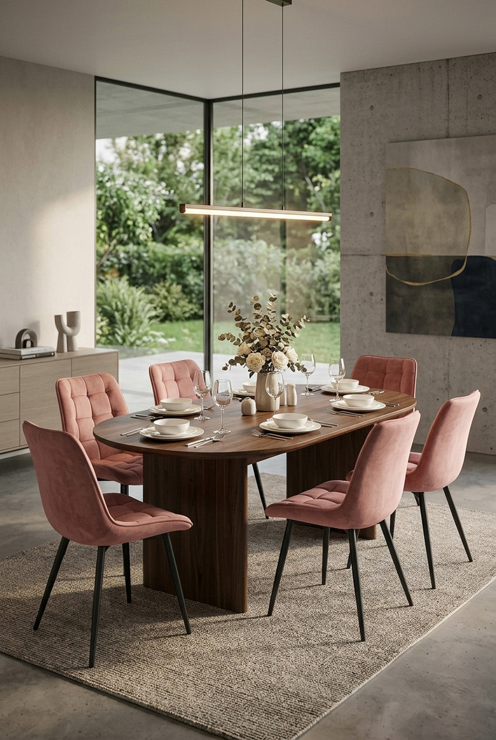 Quadro eetkamerstoel - Roze fluweel