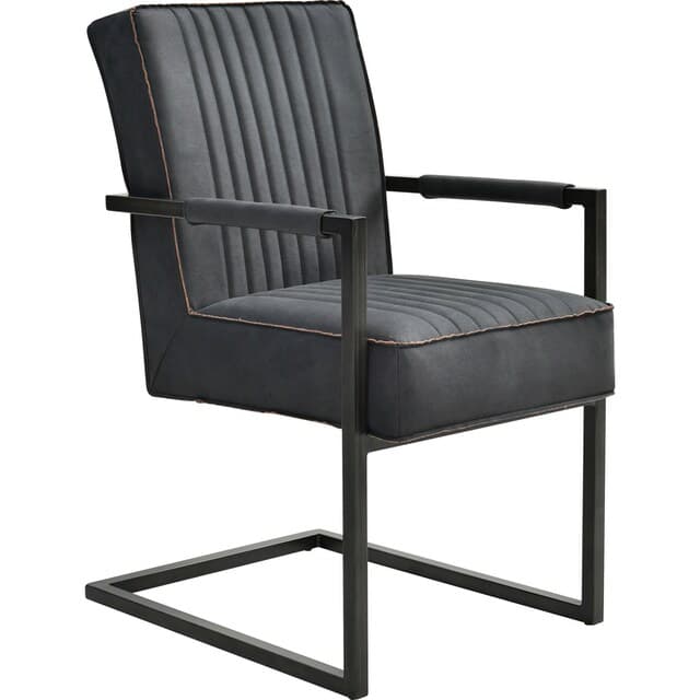 Armlehnstuhl -David – 2er-Set, Microfaser mit bequemer Federkernpolsterung-Anthrazit