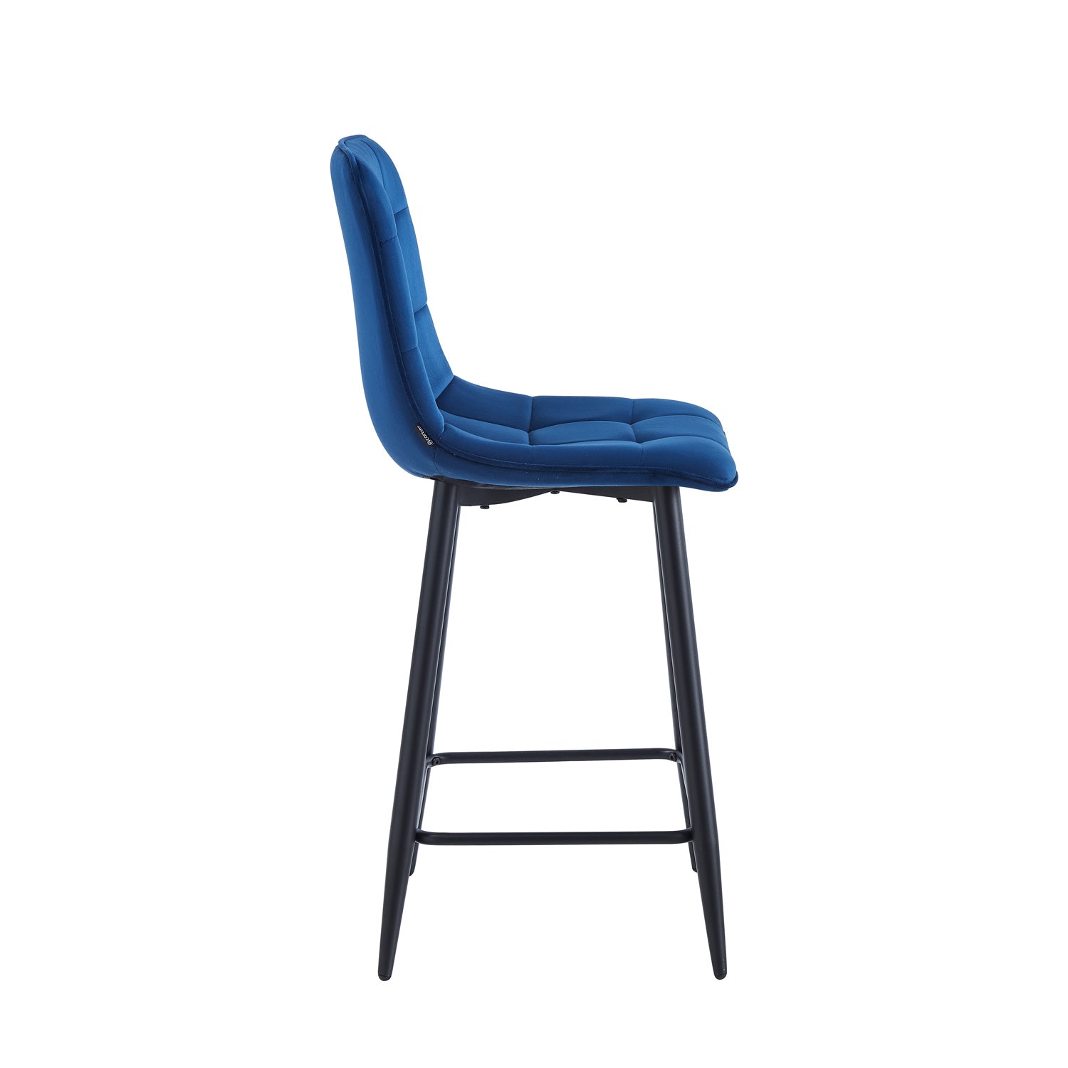 Tabouret de bar Ela - Bleu - Velours