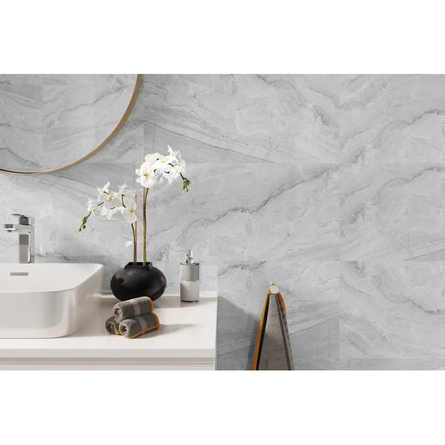 SPC Wandpaneel Ash Grey 120x60cm|4mm – Marmoroptik- Wasserdicht- Stück Preis