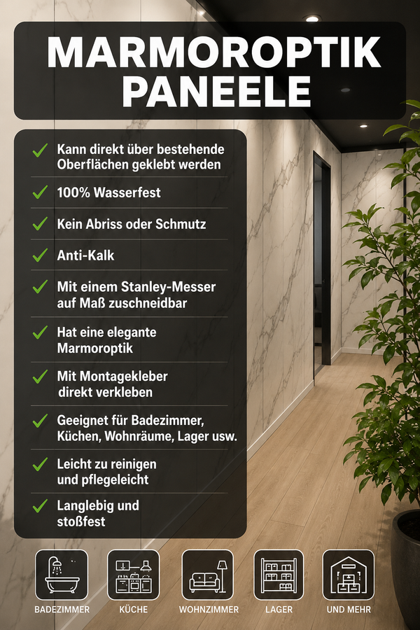 SPC-Wandpaneel - Harmony Elegant (Matt) - Marmoroptik - 122 x 260 cm