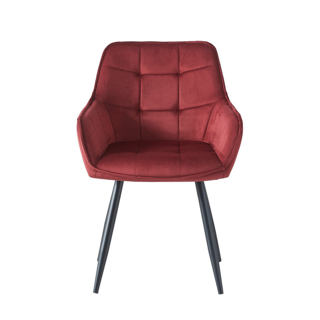 2 Stück Oriana Esszimmerstuhl – Bordeaux Samt