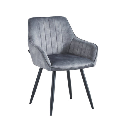 2 Stück Ozzy Esszimmerstuhl – Grauer Adore Samt