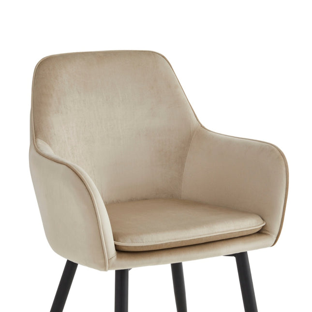 2 Stück Esszimmerstuhl - Levan - Beige - Velvet