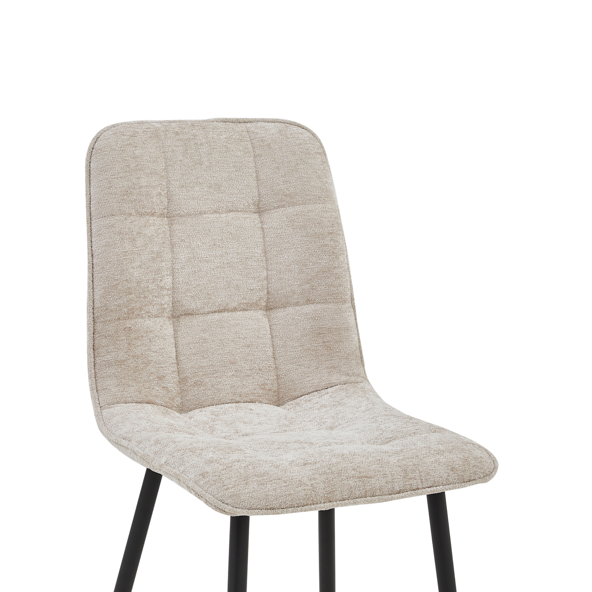 Tabouret de bar Ela - Beige - Tissu Chenille