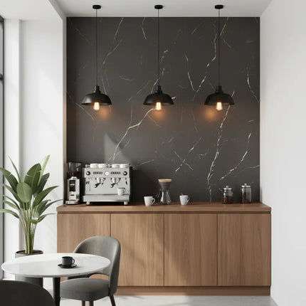 Mystisches Schwarz Matt– SPC Wandpaneel in Marmoroptik
120 × 260 × 0,3 cm