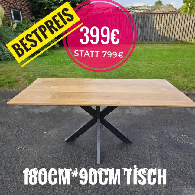 180cm*90cm Tischplatte aus Mango -ink.Gestell