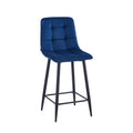 Tabouret de bar Ela - Bleu - Velours