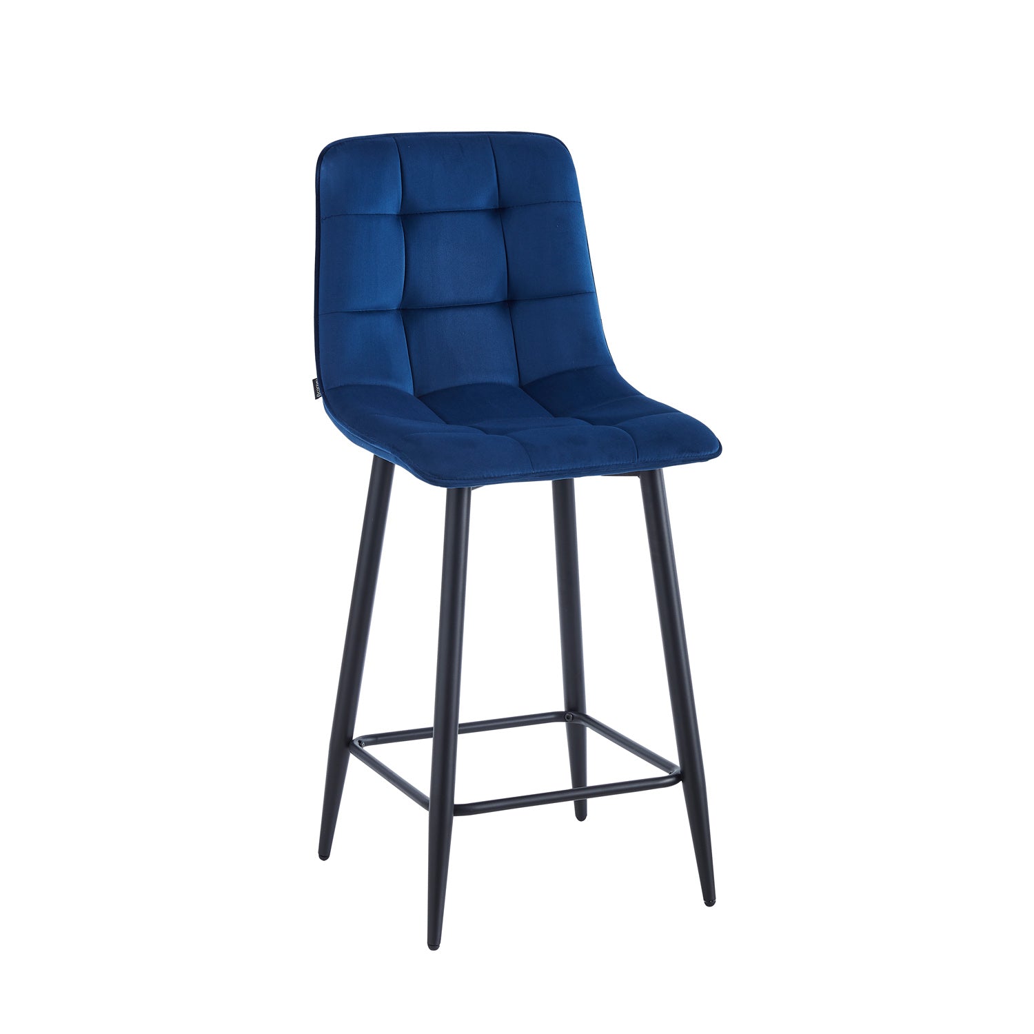 Tabouret de bar Ela - Bleu - Velours