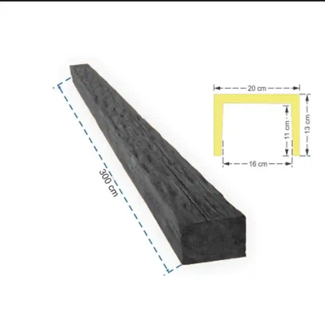 Dekorativer Balken Holz Schwarz 300x20x13