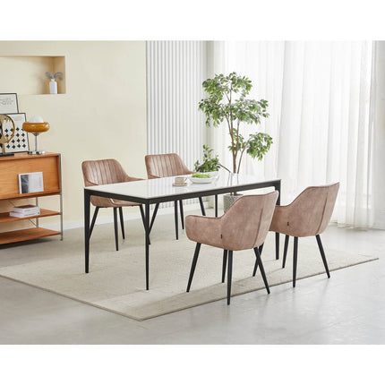 2 Stück Luna Esszimmerstuhl – Champagner – Adore Samt