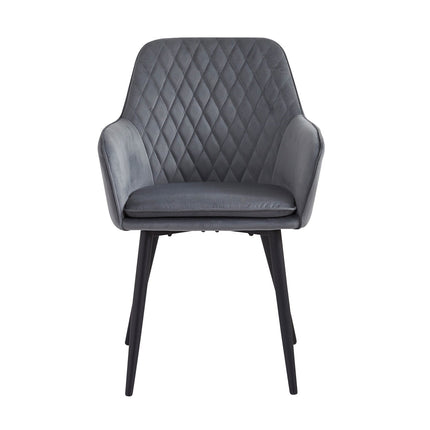 2 Stück Laura Esszimmerstuhl - Grauer Samt