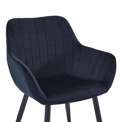 2 Stück Luna Esszimmerstuhl - Schwarzer Samt