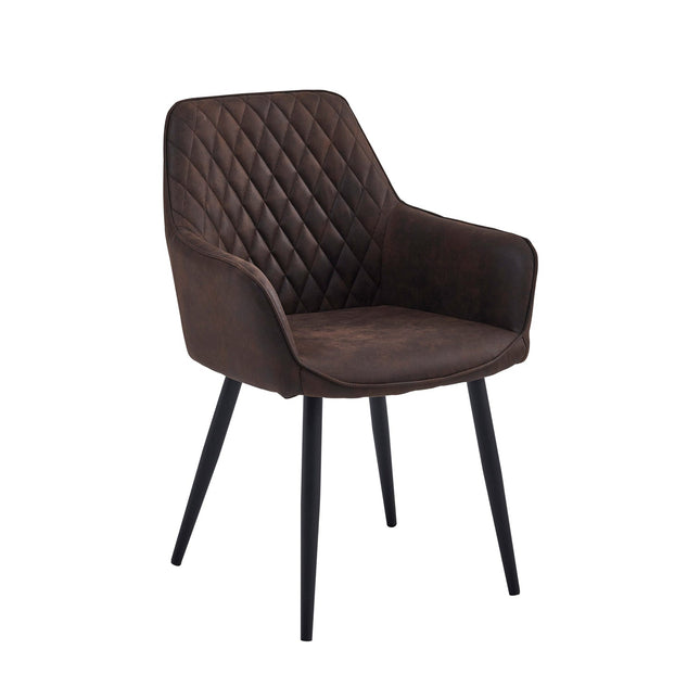 2 Beverly Esszimmerstuhl Braun– Moderner Polsterstuhl aus Mikrofaser - Metallbeinen