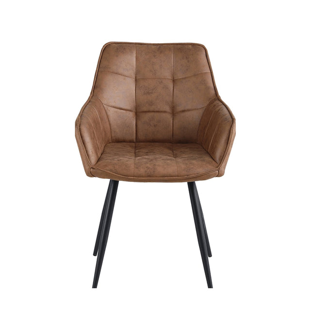 2 Stück Orlando Esszimmerstuhl Cognac– Moderner Polsterstuhl aus Mikrofaser - Metallbeinen- Elegant