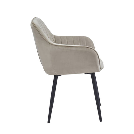 2 Stück Luna Esszimmerstuhl - Beigefarbener Samt