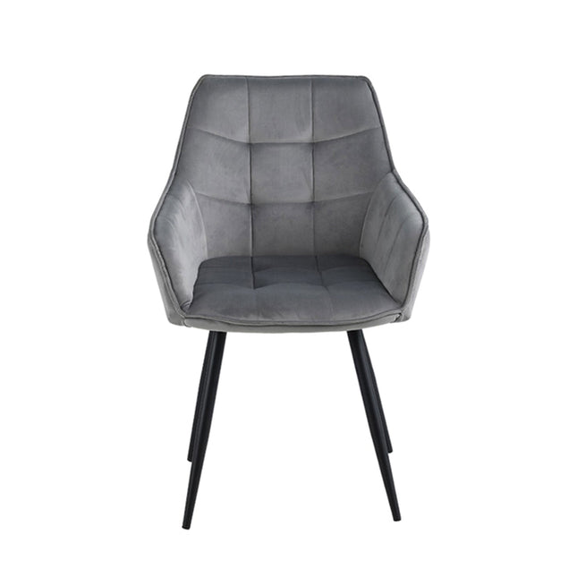 2 Stück Esszimmerstuhl - Grau Samt