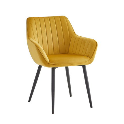 2 Stück Luna Esszimmerstuhl - Ockergelber Samt